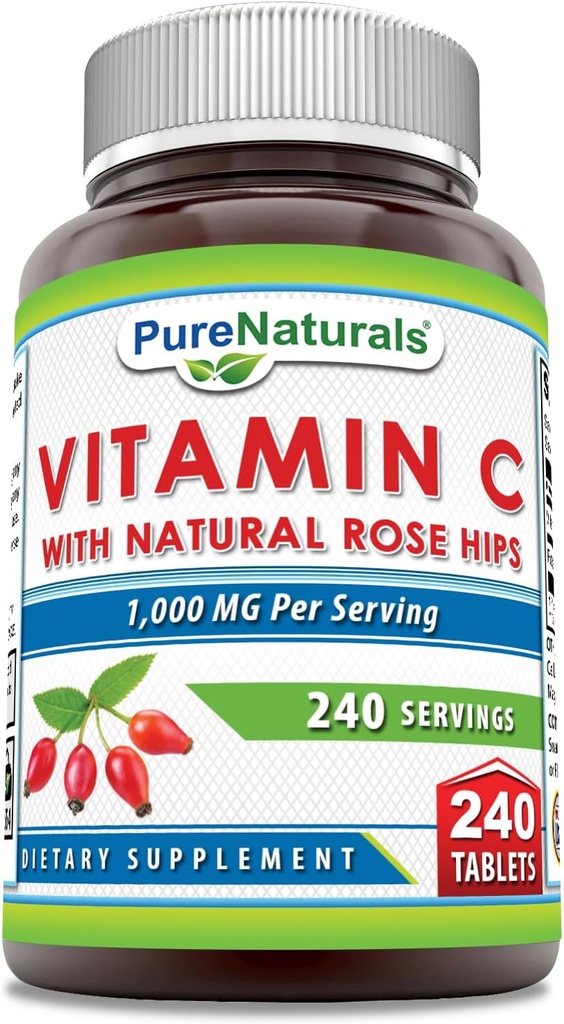 Pure Naturals Vitamín C s ružou HIPS 1000 mg na služby 