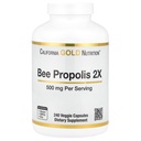 California Gold Nutrition Bee Propolis 2X Potency, Concentrated Extract 500 mg, Ekvivalent 1000 mg Natural Propolis, Support Immune Health & Vitality*, 240 Veggie Capsules