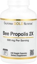 California Gold Nutrition Bee Propolis 2X Potency, Concentrated Extract 500 mg, Ekvivalent 1000 mg Natural Propolis, Support Immune Health & Vitality*, 240 Veggie Capsules