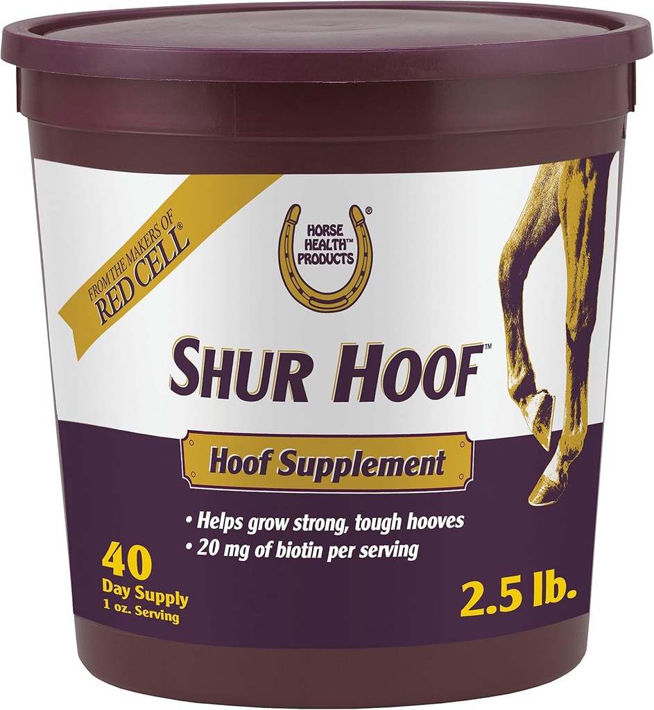 Horse Health Shur Hoof Hoof Supplement for Horses, Helps grow strong, Tough Hooves, 2,5 libra, 40 dní dodávky