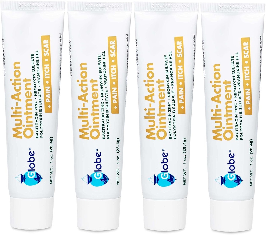 Globe (4 balenia) Prvá pomoc Antibiotické jazvy Minimalizácia bolesti-úľava, Anti-Itch Masť s Neomycínom, Bacitracín Zinok, Pramoxín HCl & Polymyxin B, pre menšie rezy, Škraby a popáleniny
