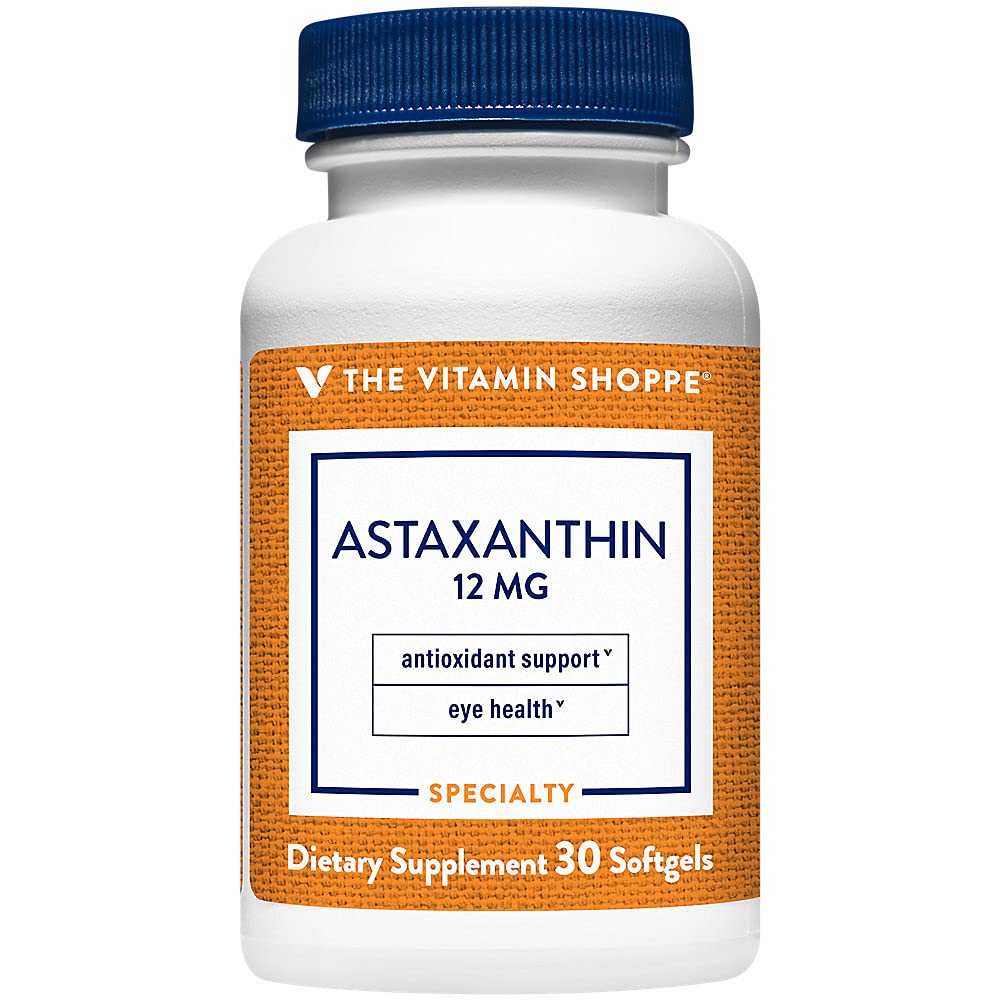 Vitamín Shoppe Astaxantín (Solasta) Značková zložka 12mg (30 (30 Softgels)