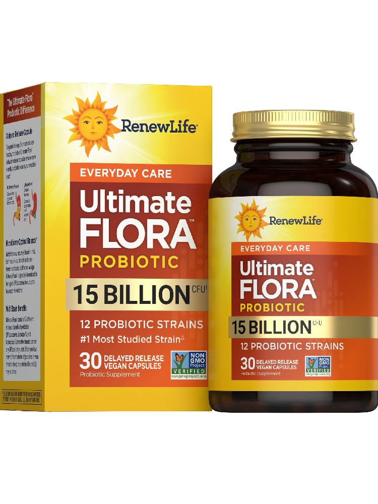 Renew Life Everyday Probiotické Kapsule, Daily Supplement Podporuje močové, tráviace a imunitné zdravie, L. Rhamnosus GG, Dairy, Soy a bez gluténu, 15 miliárd CFU, 30 Počet