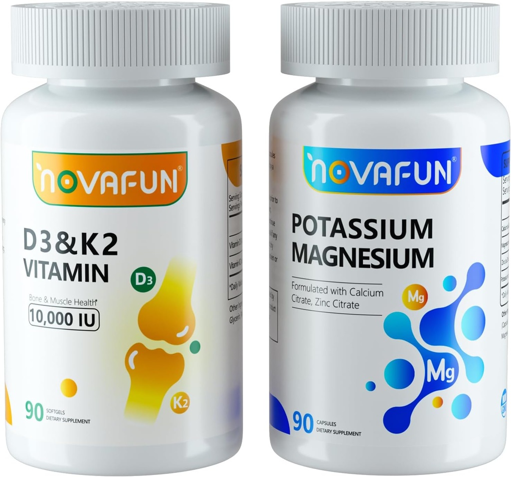 Horčík draselný s vápnikom Zinok & D3 K2 Vitamínové doplnky hrtana pre srdce, kosti, zdravie svalov