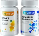 Horčík draselný s vápnikom Zinok & D3 K2 Vitamínové doplnky hrtana pre srdce, kosti, zdravie svalov