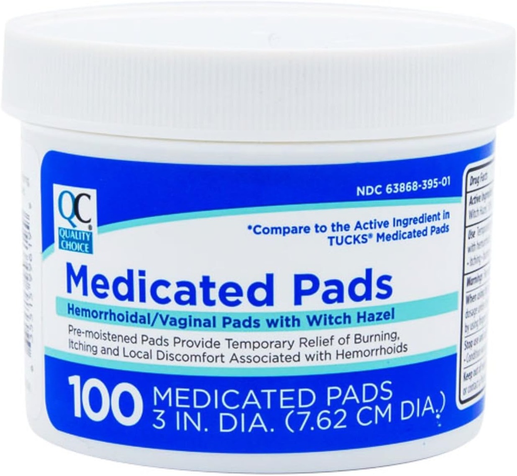 Kvalitná voľba Hemorhoidal Pads Medikované chladiace Relief 100 Počet