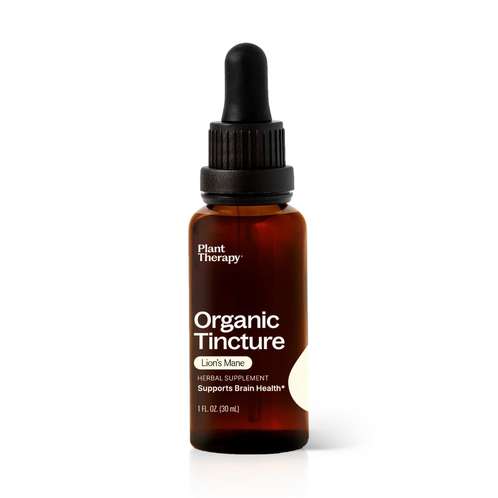 Plant Therapy Organic Lion's Mane Tincture 30 ml (1 oz) podporuje zdravie mozgu, duševnú jasnosť a pamäť, potent & Natural Extraction Process, Vegan, Non GMO, Gluten Free, Liquid, 1 fľaša