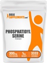 BulkSupplements.com Fosfatidylserin Powder - Fosfatidylserin Supplement, Zdroj: Sójová fazuľa - 300 mg na serving (60 mg fosfátidylserínu), 1kg (2,2 lbs) (Pack of 1)