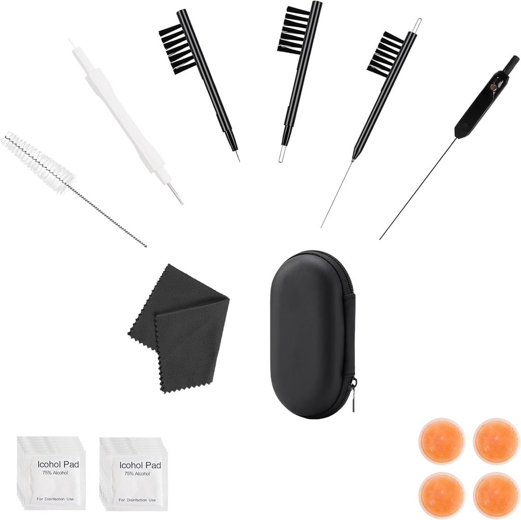 Phitunry 52-Piece načúvacie pomôcky čistenie Kit príslušenstvo Prenosné načúvacie pomôcky Puzdro Vrecková veľkosť s čistiacimi kefkami Nástroje, suché kapsule, Audio Wipes, Deer Velvet Oblečenie a pomoc na sluch Travel Case (Malé)
