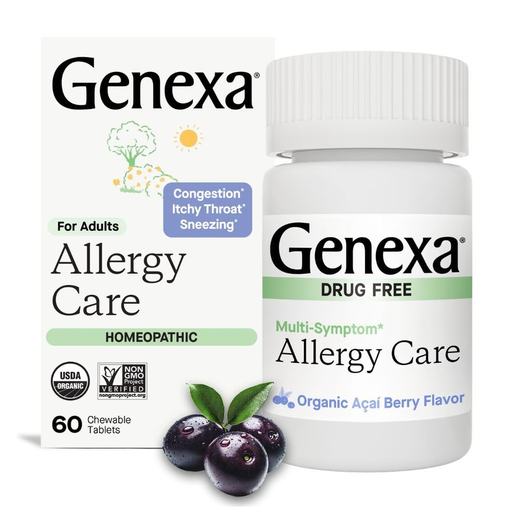 Genexa Allergy Care Bez drog, Non-Drowsy Alergy & Decongestant Remedy pre dospelých 
