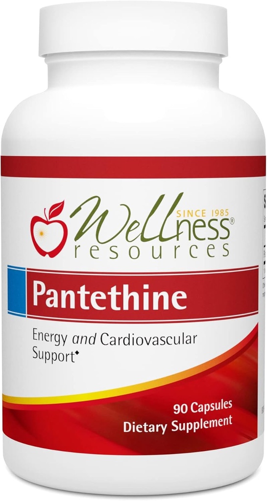 Wellness Resources Pantetín - aktívny vitamín B5. Vegan (300 mg, 90 kapsúl)