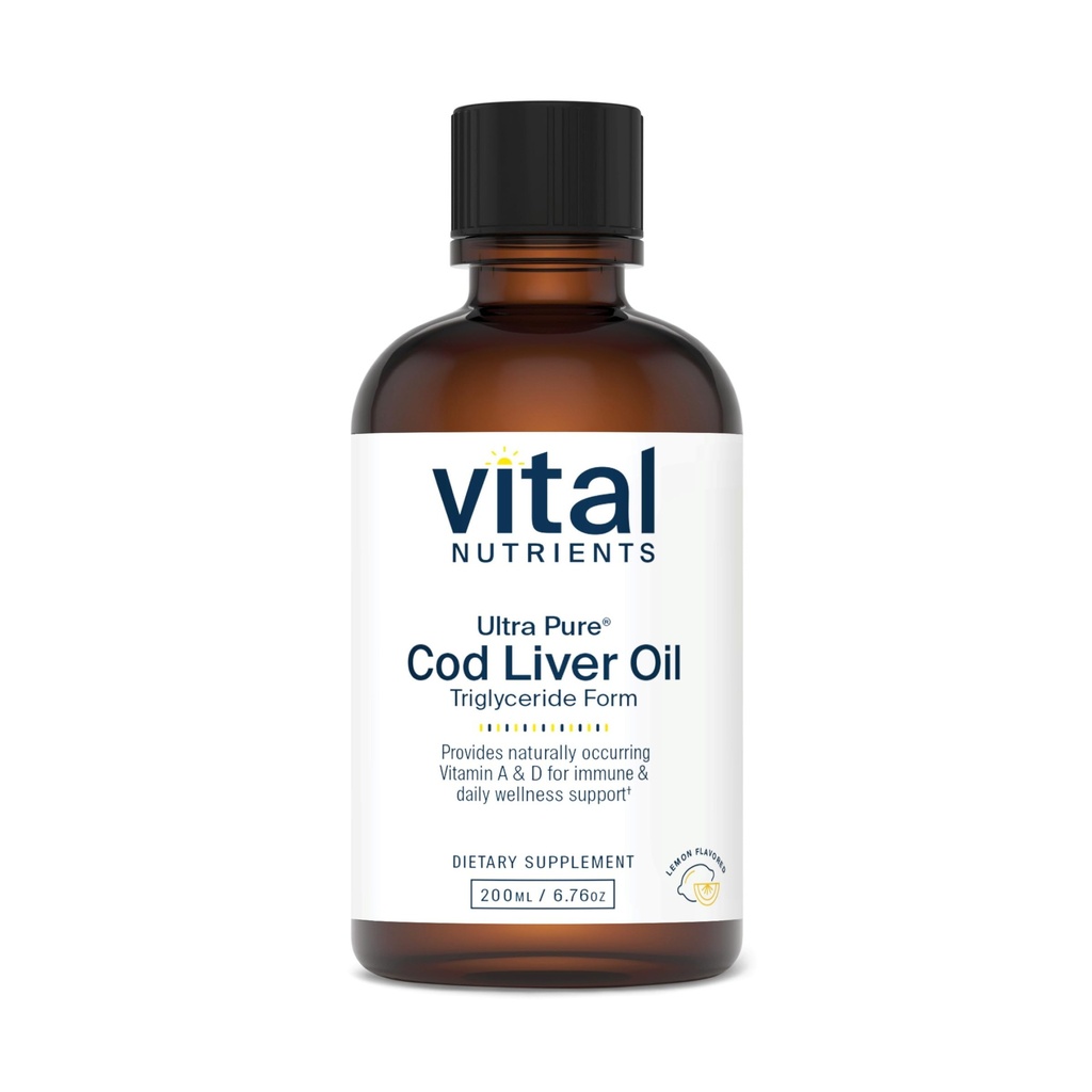 Vital Nutrients - Ultra Pure Cod Liver Oil 1025 (Pharmaceutical Grade) - 100% Pure Norwegian Cod Liver Oil - 200 ml na fľašu