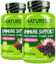 NATURELO Imunitná podpora Vitamín C, baza, zinok, Echinacea Natural Imunity Boost w/Antioxidant, bylinná a minerálna obrana - 60 Vegánskych kapsúl (Stock of 2)
