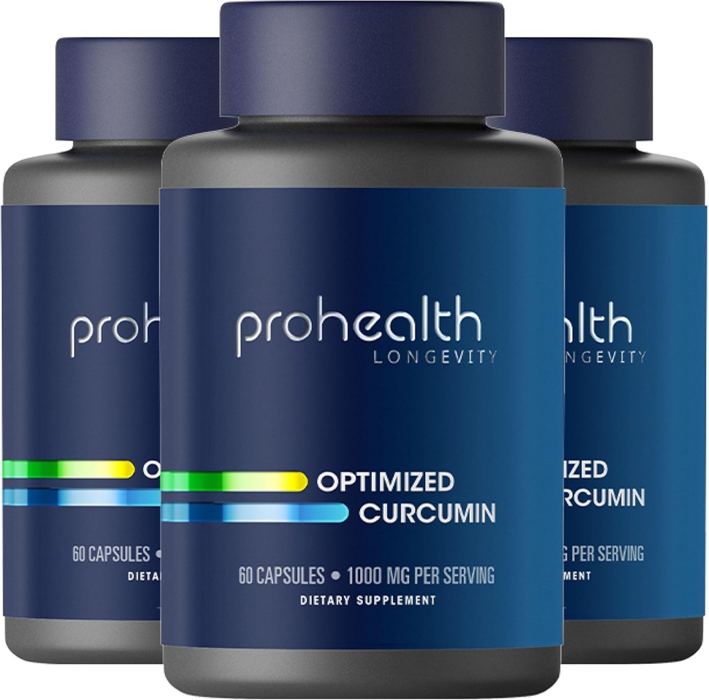 ProHealth Turmeric Curcumin Supplement: 285 Times Viac Biodostupný - vyvinutý neurovedci. 1000 mg Concentrated Longvida Curcumin Extract per Serving (60 X 500 mg kapsuly na fľašu) (3 balenia)