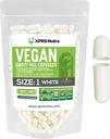 XPRS Nutra Veľkosť 1 prázdne kapsule - 100 Počet prázdnych vegánskych kapsúl - Vegetariánske tabletky - DIY Rastlinné kapsule Plniace- Veggie pilulky pre Do-It-Svoje vlastné doplnky (biela)