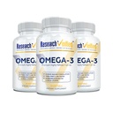 Výskum Overený Omega 3-1800mg Omega 3 Rybí olej - Vysoká 900mg EPA + 600mg DHA - Bez dochuťou - 60 Softgel kapsuly - 3 fľaše