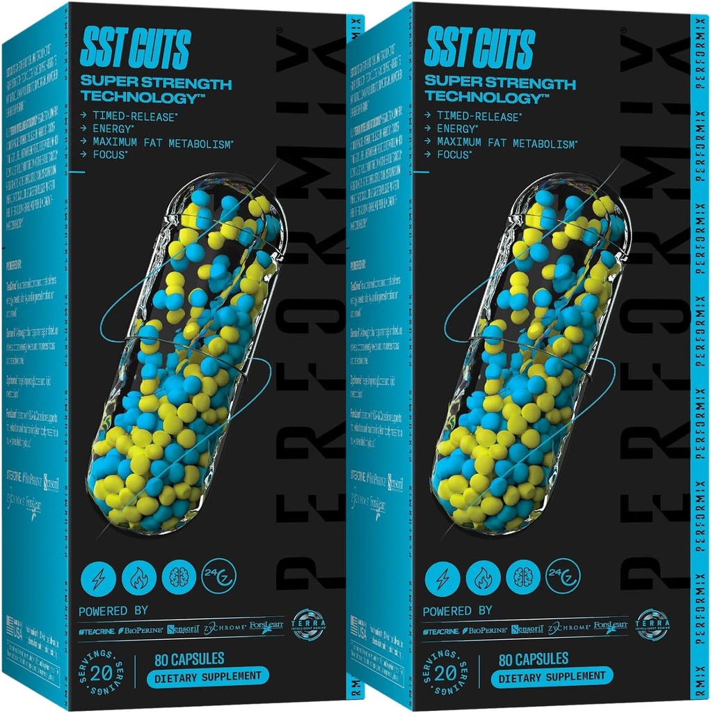 PERFORMIX - SST rezy - Termogenické s CLA - Energia, Zaostrenie a moda - Podpora metabolizmu - Kontrola hladu - Nootropný - Pre Cvičenie - Muži a ženy - 160 Servivné služby - 2 balenie