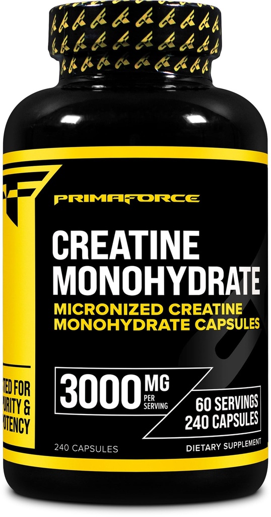 Primaforce Kreatin monohydrate Kapsule - 240 Kapsule, 3,000mg per Serving, Gluten Free and Non-GMO