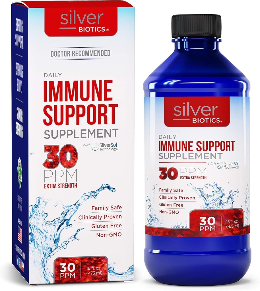 Silver Biotics 30 PPM extra sila Denná imunitná podpora Doplnok s patentované multivalentné Silversol technológie 