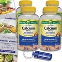 Výber Bundle Jarné údolie Vápnik 500 mg Plus Vitamín D 25 μg Kosť Zdravie Dietetické Doplnok Gumies, 100 Ct 4 ks (400 celkom) + Vitamín Sprievodca a pilulky Kontajner (6 položiek)!