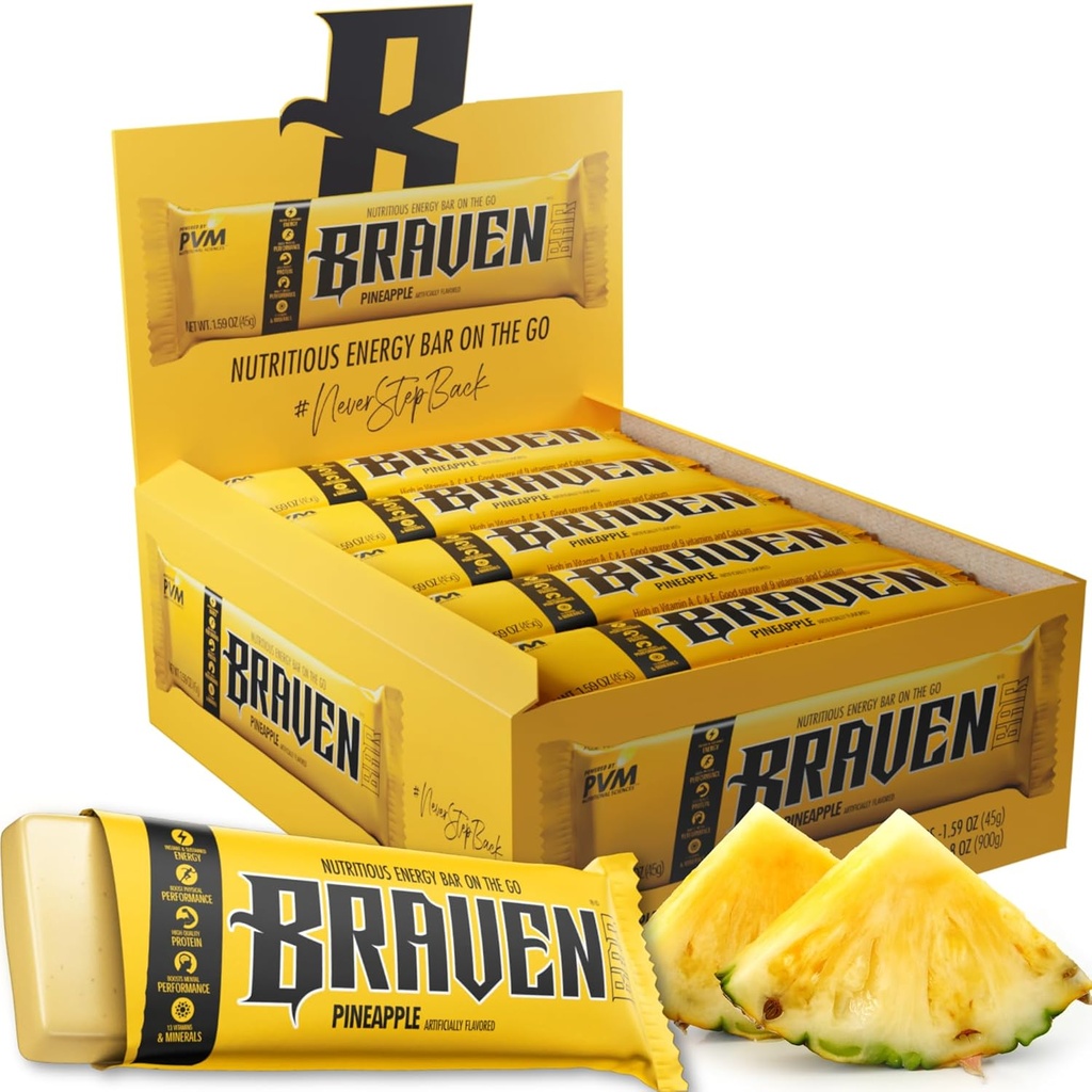 Braven Bar Ananás Energy Bars (1.59 oz, Pack of 20)