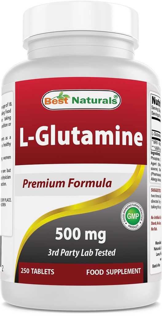Najlepšie prírodné L-Glutamine 500 mg 250 tabliet