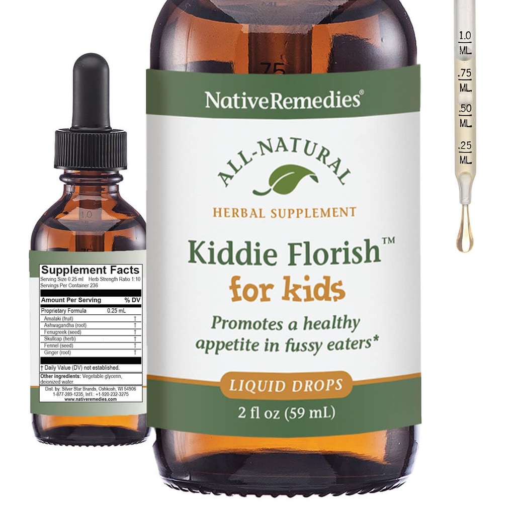 Native Remedies Kiddie Florish - Všetky prírodné bylinné doplnky podporuje zdravú chuť k jedlu v Picky - 59 ml