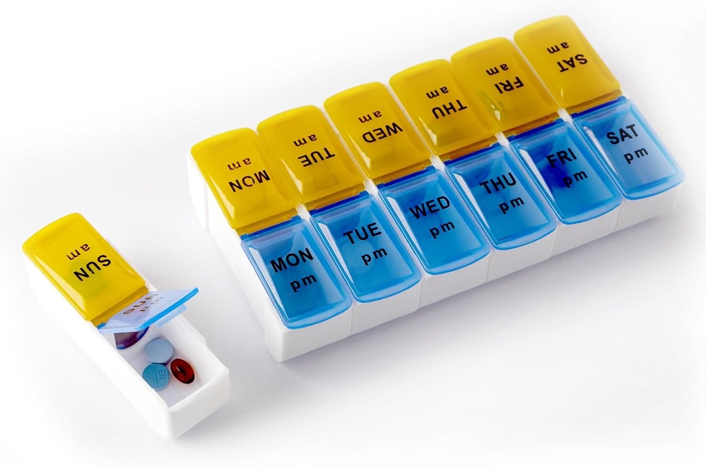 Domov - Usporiadateľ pilulky 2 Časy denne, Týždenne odnímateľné pilulky box 7 deň s AM PM Kompartmenty - Jednoduché Snap Lids Medication Dispenser - 7 dní pilulky Pripomienka pre ranné a nočné dávkovanie