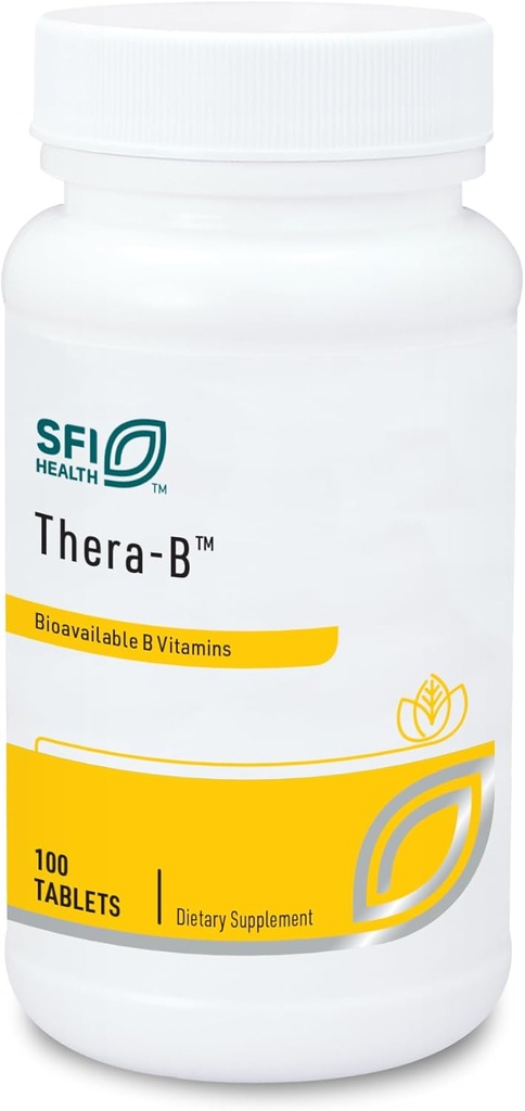 Klaire Labs SFI Health Thera- B - Essential Vitamin B Complex, Hypoalergénna formula s aktivovaným metafolínom Folát (L-5-MTHF), Biotín a metylkobalamín (100 tabliet)