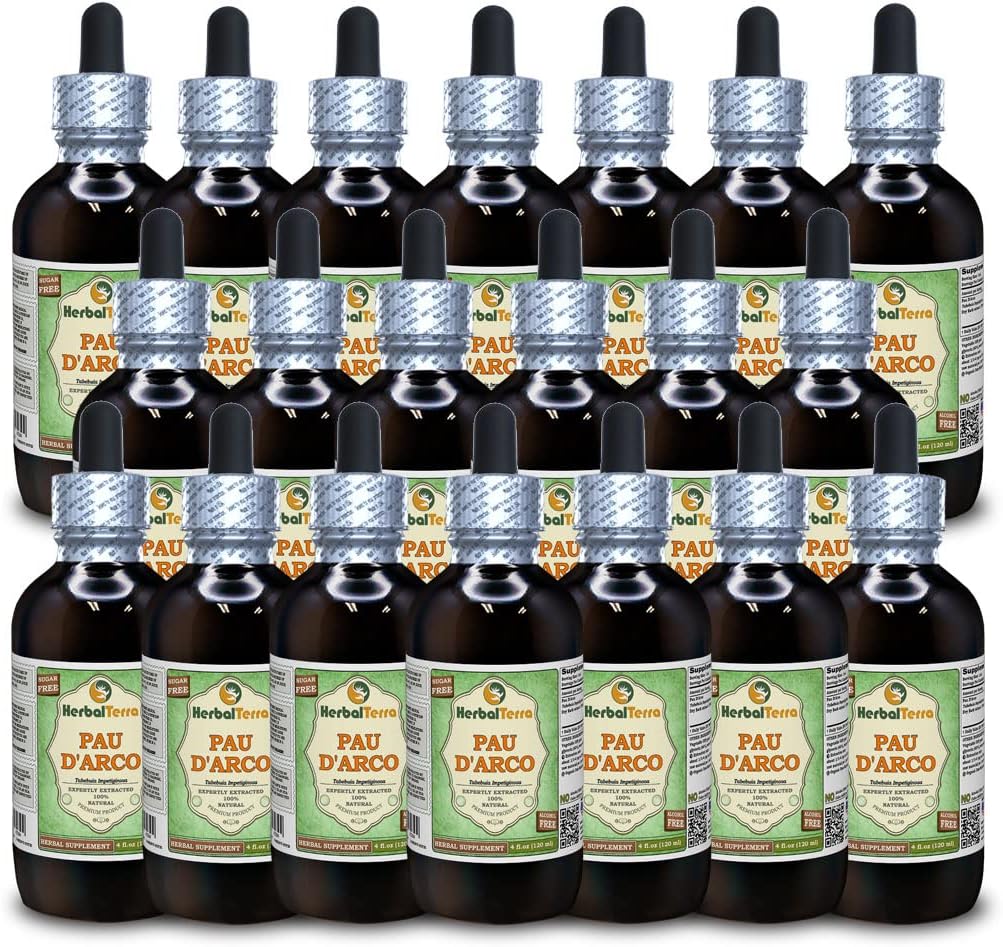 PAU d'arco (Tabebuia Impetiginosa) Glycerit, sušená kôra bez obsahu alkoholu Tekutý extrakt (názov brand: bylinnýTerra, hrdo vyrobené v USA) 20x4 fl.oz (20x120 ml)