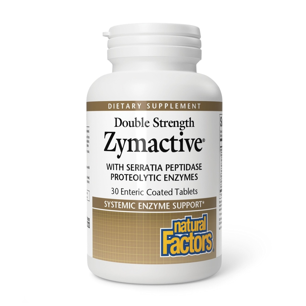 Prírodné faktory - Zymatické Proteolytické Enzyme Double Strength, Podporuje zdravú zápalovú reakciu na pomoc svalovej a kĺbovej funkcie, lepidlo zadarmo, non-GMO, 30 Enteric obalené tablety