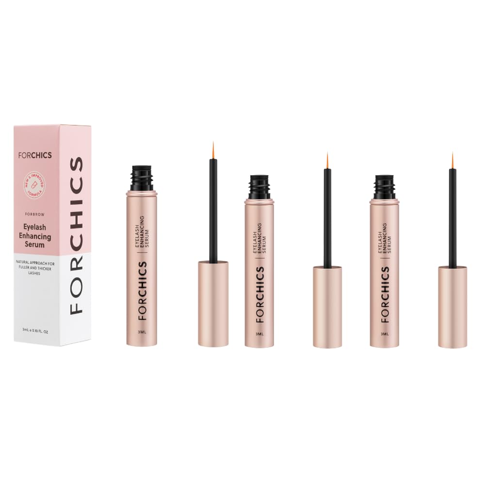 ForLash by ForChics: 3 Balíček Ultimate Hormone- Free Eyelash Rastúce sérum pre posilnené plnšie, hrubšie, Dlhšie Lashes - Rerast Booster, Organické Formula, Vegan & Cruelty-free