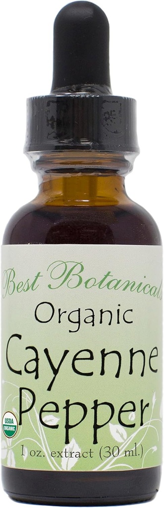 Najlepšie Botanicals Organic Cayenne Pepper Extract 1 oz. 160 000 MHU