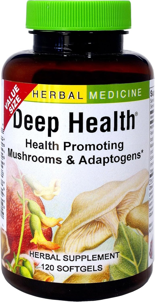 Bylinky Etc. Hlboké zdravie - Denné použitie Adaptagén doplnok - Aids Immune Health & Energy - s Reishi Mushroom - 120 Softgels (120 Servings)