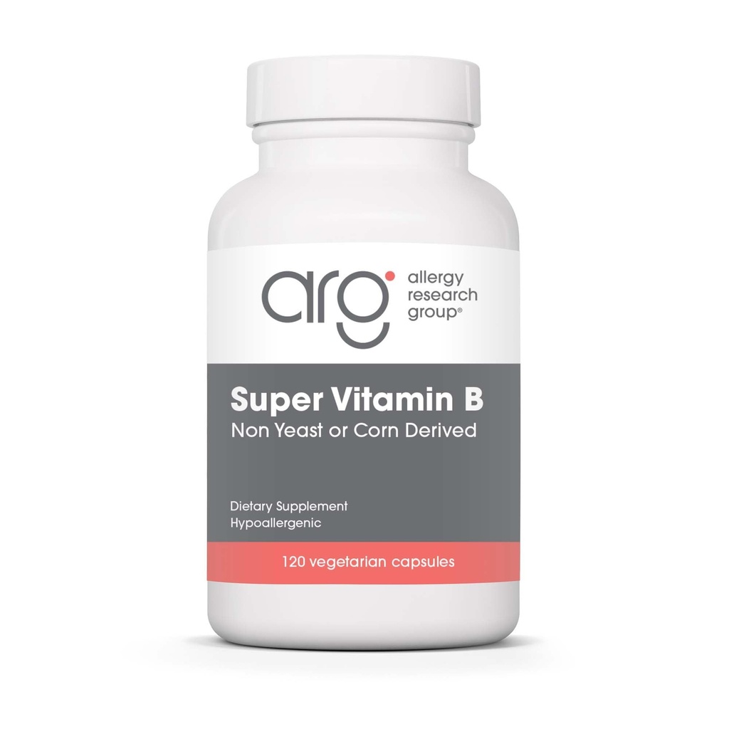 Skupina pre výskum alergie Super vitamín B doplnok - B vitamínový komplex pre mužov a ženy, s vitamínom B12 a B6, vegetariánske kapsule - 120 počet
