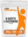 BulkSupplementments.com N-Acetyl L-Glutamine Powder - Glutamine Supplement, L Glutamín Powder, Gut Health & Recovery - Gluten Free, 750mg per Serving, 250g (8,8 oz) (Pack of 1)