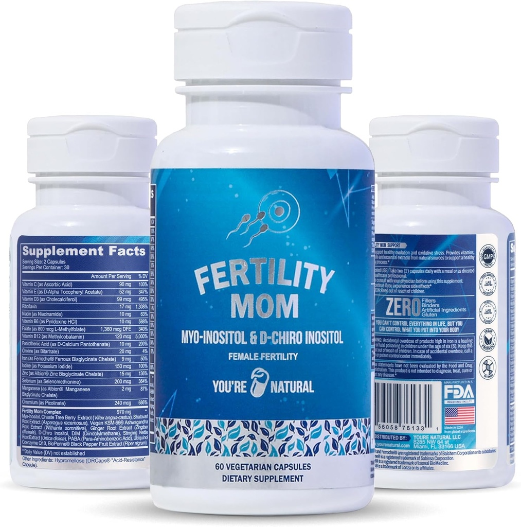 STE NATURAL Conception Fertility Vitamíny pre ženy - prenatálne vitamíny - Myo-Inositol, D-Chiro Inositol a folate, Regulates Cycle, Aid Ovulation, Hormonal & Ovarian Support, Vitex, 30 dní