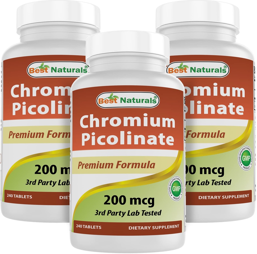Najlepšie prírodné chróm pikolinát 200 μg 240 tabliet (240 Počet (Pack of 3))