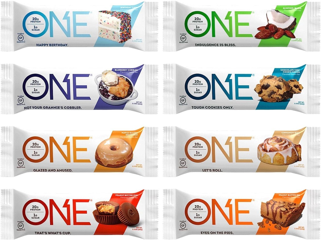 Generic ONE Protein Bars, Sampler Variety Pack, Gluten Free 20g Protein, Iba 1g Cukor, 2,12 Oz Bars (8 počet)