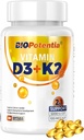 Vitamín D3 K2 s MCT olejom, vitamín D3 5000 IU & K2 100MCG (MK7), podporuje imunitné zdravie, zdravie kostí a zubov - bezgluténové non-GMO - 30 softgelov