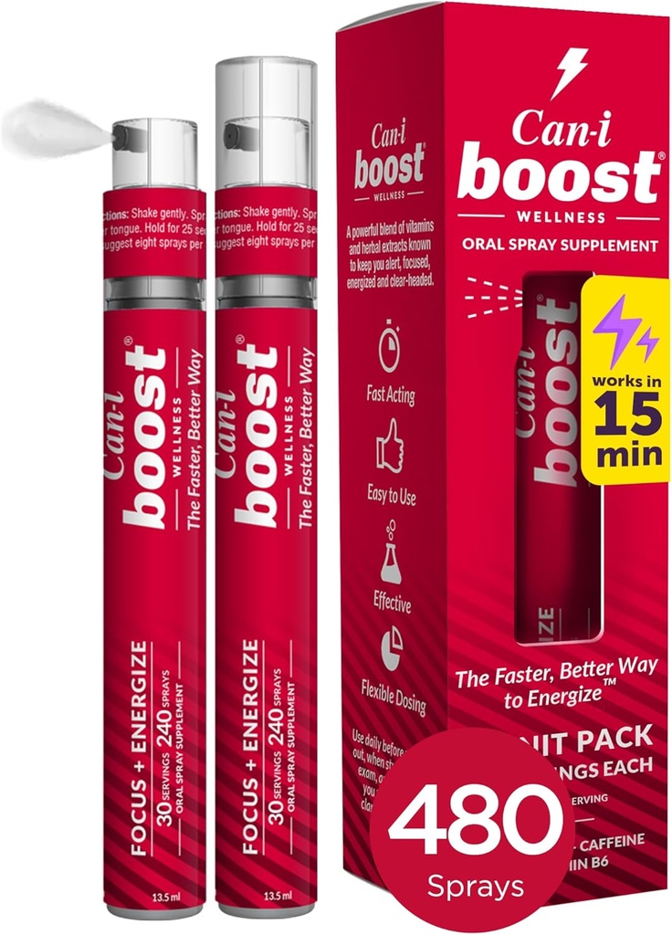 Can-i Boost Energy Spray pre ženy v menopauze a Perimenopauze Rýchla podpora Zábudlivosti a mozgu hmla, 60 Slúži