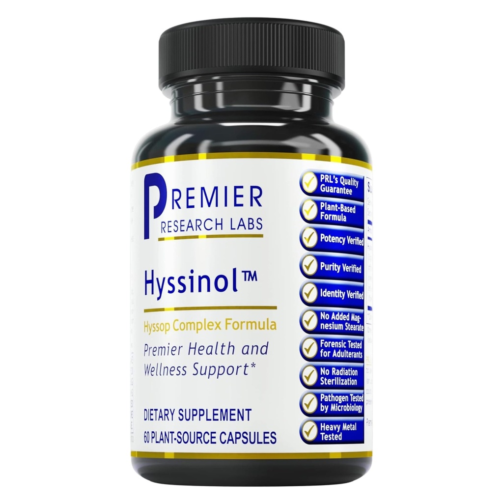 Premier Research Labs Hyssinol - Hyssop Herb, Hyssop Kapsule, Wellness pilulky s organickým Hyssop suché byliny, Dietary Supplement with Green Tea, Antioxidant podpora - 60 Vegetariánske kapsule