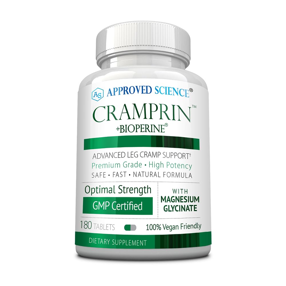 Schválená veda Cramprin - vysoká absorpcia horčíka, vitamín B komplex, BioPerín - 3 mesiace Zásoba - 180 kapsúl - Vegan
