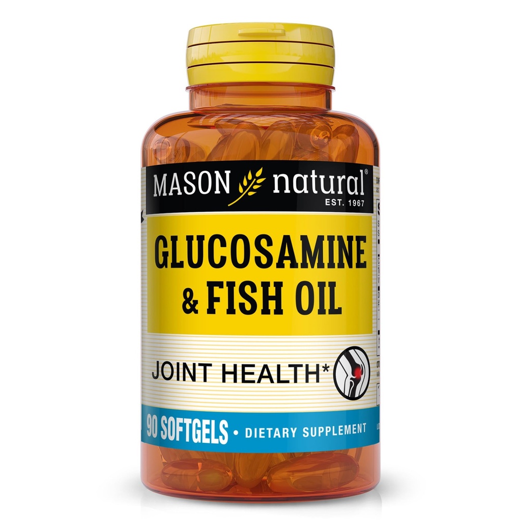 MASON NATURAL Glukozamín & Fish Oil Supplement with DHA & Omega 3 for Joint & Muscle Support, 1 mesiac Supply Softgel Pills