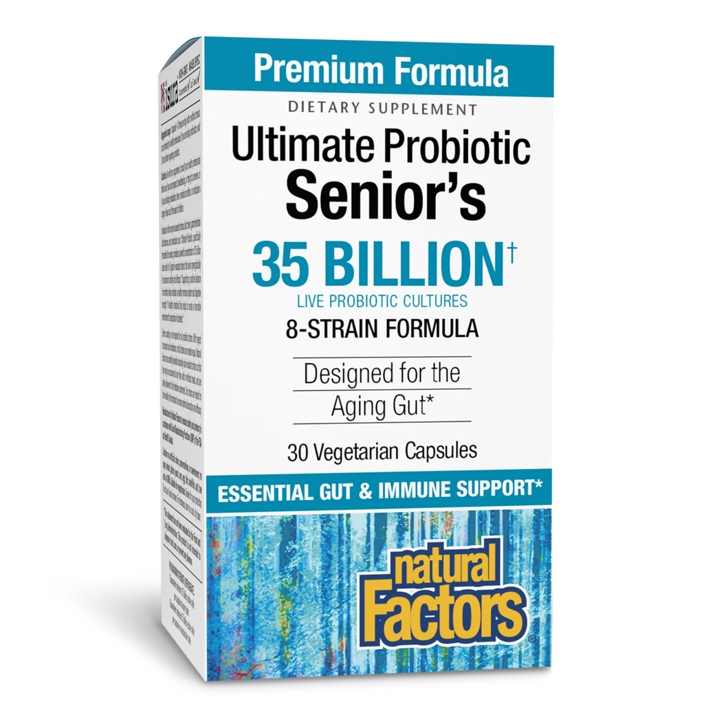 Prírodné faktory Ultimate Probiotic Senior's - Senior Supplement for Digestive & Immune Health - 35 miliárd CFU - Non-GMO & Gluten-Free - 30 kapsúl (30 porcií)