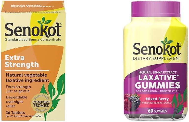 Senokot Extra sila Prírodné rastlinné preháňadlo pre jemne prenocovanie Relief Príležitostná zápcha, 36 Počet a diétne doplnok Laxatíva, Prírodné Senna extrakt, Jemné