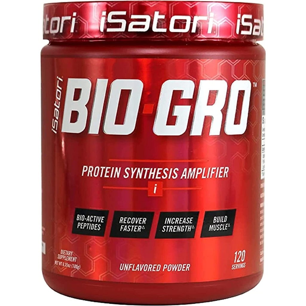 iSatori BIO-GRO Protein Synthesis Zosilňovač, pre zotavenie a rast svalov, vylepšený stimulant voľný pred tréningom a Colostrum Supplement s bio-aktívnymi Peptidmi - bez príchute (120 Servings)