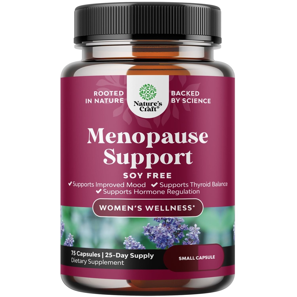 Kompletné bylinné menopauza Supplement for Women - Soy Free Female Hormone Balance Kapsule od Nočné potey Hot Flash & Mood Swings with Dong Quai, Chaste Berry & Black Cohosh Root - 75 gróf balenia
