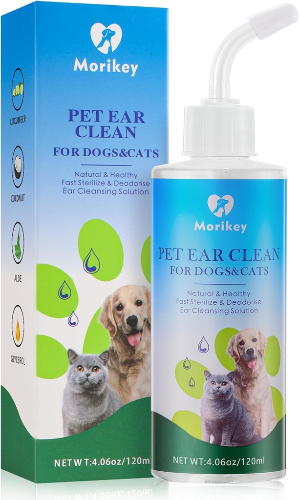 Pet Ear Cleaner riešenie pre psov &Cats, Nature Dog Ear Drops pomáha odstrániť Odor Relieve Soothe svrbenie - 4.06oz/120ml