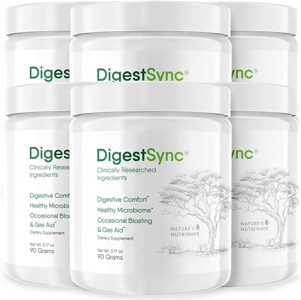 DigestSync Digestion Supplement for Gut Health - Natural Powder for Digestive Support, Bloating Relief for Women & Men, 100% Natural Green Powder - 6 Mesiac dodávky
